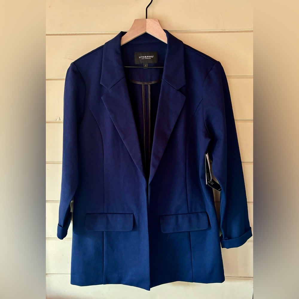 Liverpool NWT Boyfriend Blazer Jacket Cadet Blue Sz L